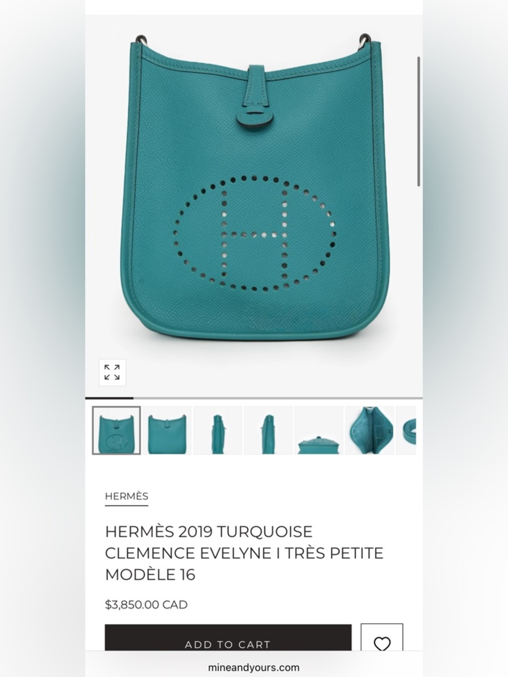 Hermès Evelyne TPM Crossbody – Turquoise 2019 - Picture 8 of 9